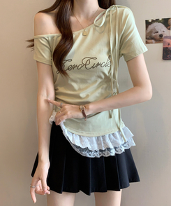 半袖Tシャツ チョーカーフリル半袖Tシャツ GREEN