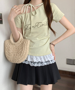 半袖Tシャツ チョーカーフリル半袖Tシャツ GREEN