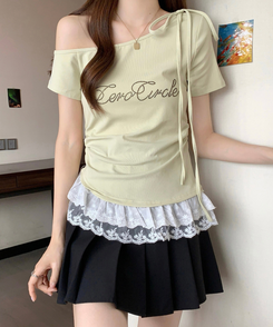 半袖Tシャツ チョーカーフリル半袖Tシャツ GREEN