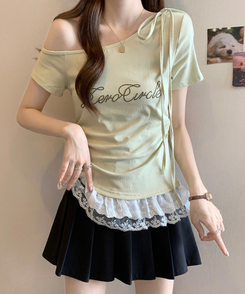 半袖Tシャツ チョーカーフリル半袖Tシャツ GREEN