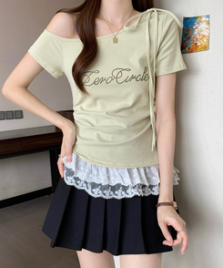 半袖Tシャツ チョーカーフリル半袖Tシャツ GREEN