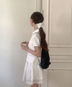 ヘアアクセサリー パンチングヘアシュシュ WHITE