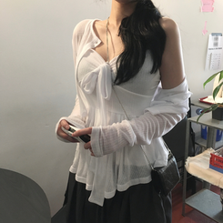 カーディガン 【SET】リボンキャミソールカーディガン WHITE