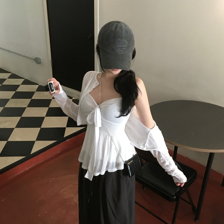 【SET】リボンキャミソールカーディガン WHITE
