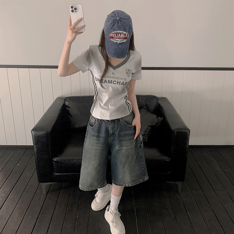 バイカラーライン半袖Tシャツ GREY