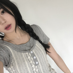 [반팔+나시일체형!]레이스 나시 일체형 쫀쫀 반팔티셔츠 3color 그레이
