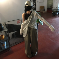 パンツ 【丈別】ツーピンタックナイロンワイドパンツ BEIGE