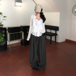 パンツ 【丈別】ツーピンタックナイロンワイドパンツ CHARCOAL
