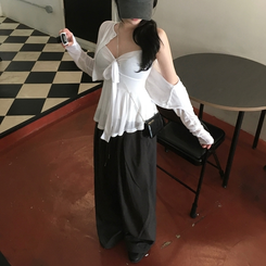 パンツ 【丈別】ツーピンタックナイロンワイドパンツ CHARCOAL