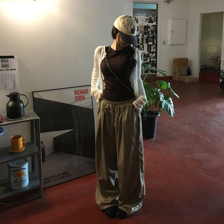 【丈別】ツーピンタックナイロンワイドパンツ BEIGE