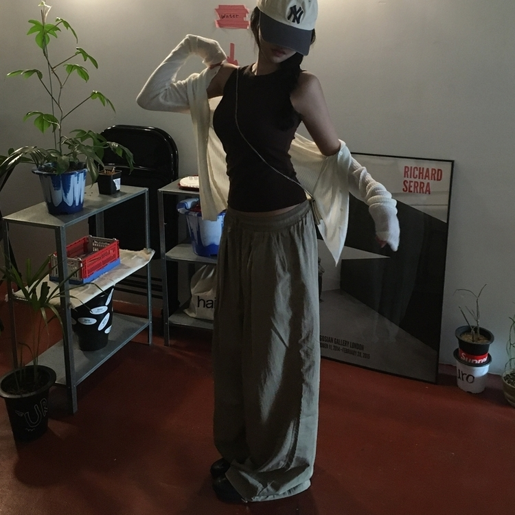 【丈別】ツーピンタックナイロンワイドパンツ BEIGE