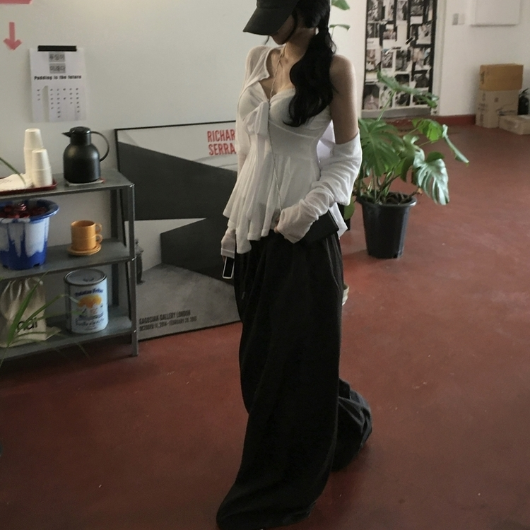 【丈別】ツーピンタックナイロンワイドパンツ CHARCOAL