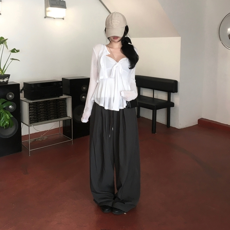 【丈別】ツーピンタックナイロンワイドパンツ CHARCOAL
