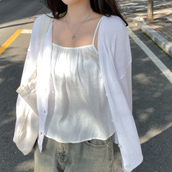 カーディガン レイヤードリネンカーディガン(7color) IVORY