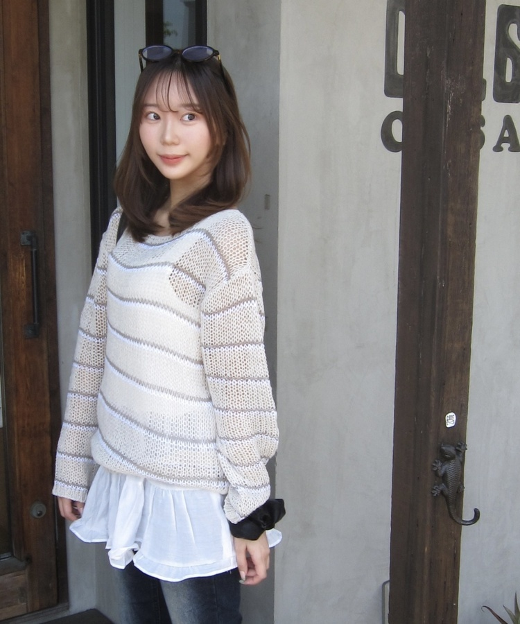 ok.soon  ボーダーサマーニット Dewlily ニット セーター ボーダーサマーニット レディース : ZOZOTOWN