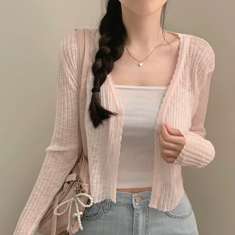 シースルークロップボタンカーディガン(5color) PINK