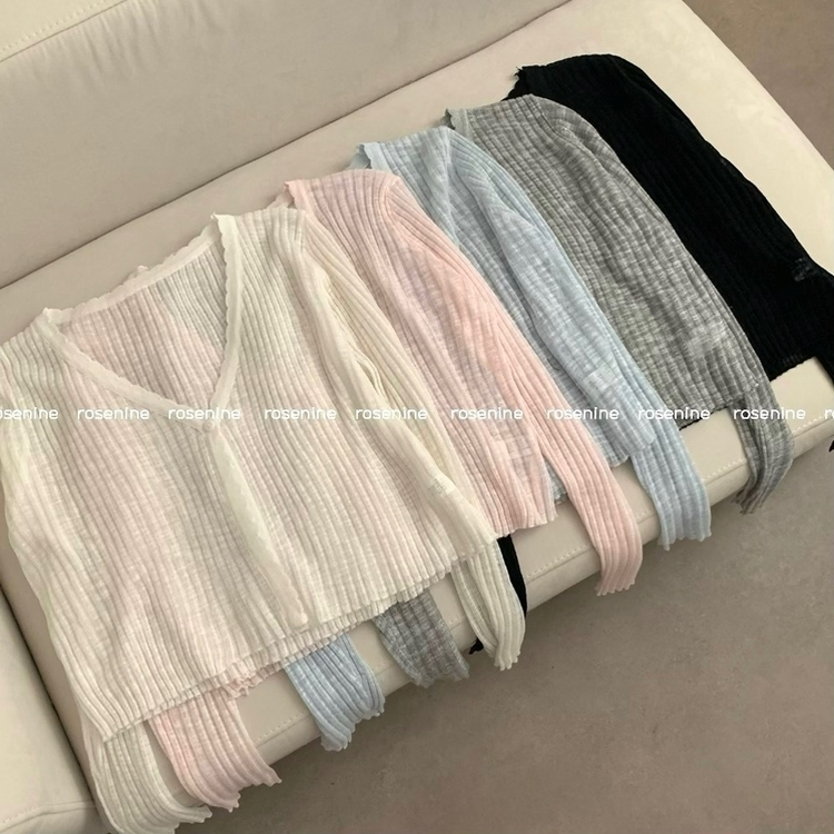 シースルークロップボタンカーディガン(5color)