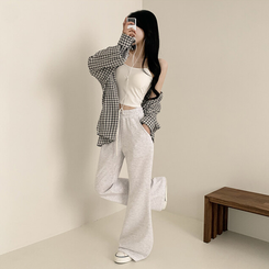 トレーニングパンツ 【丈別】ハイウエストブーツカットトレーニングパンツ(6color) WHITE