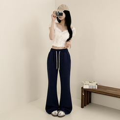 トレーニングパンツ 【丈別】ハイウエストブーツカットトレーニングパンツ(6color) NAVY