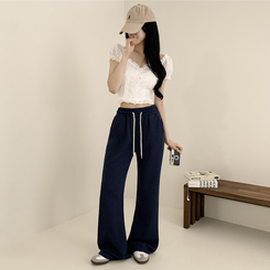 トレーニングパンツ 【丈別】ハイウエストブーツカットトレーニングパンツ(6color) NAVY