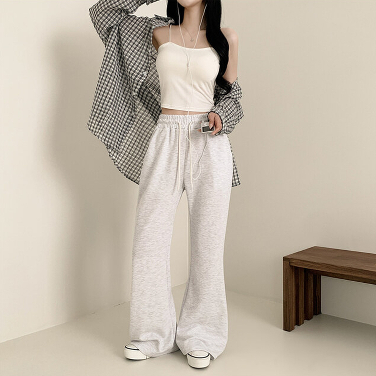 【丈別】ハイウエストブーツカットトレーニングパンツ(6color) WHITE