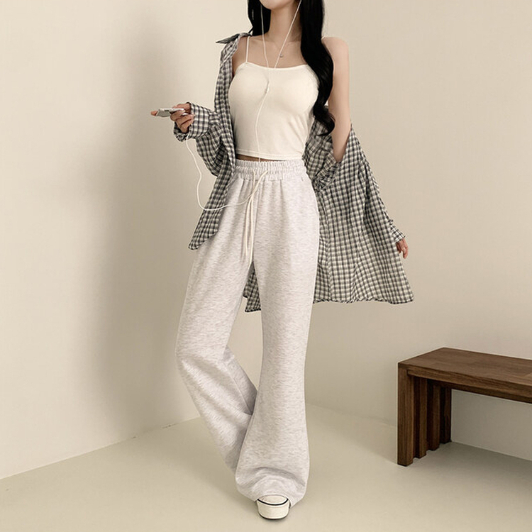 【丈別】ハイウエストブーツカットトレーニングパンツ(6color) WHITE