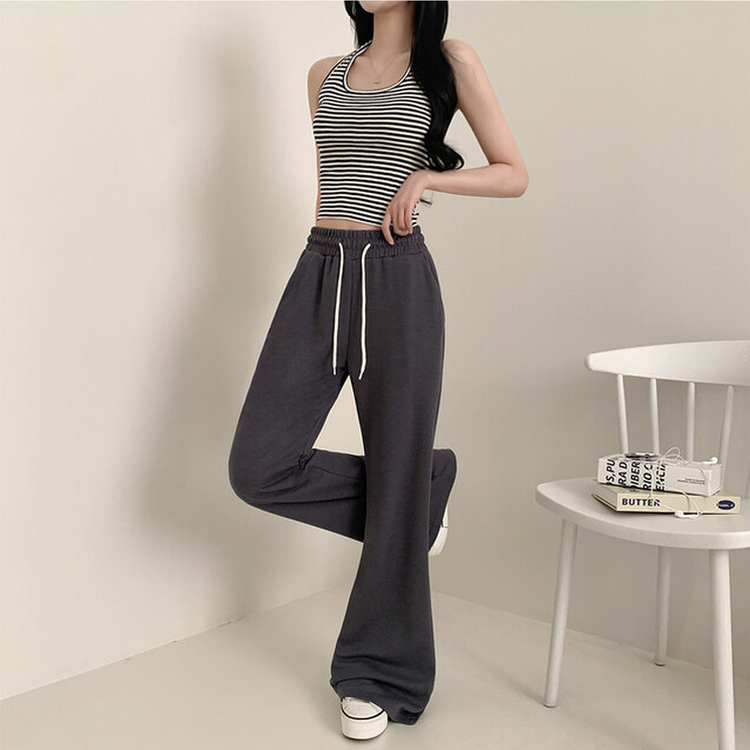 【丈別】ハイウエストブーツカットトレーニングパンツ(6color) CHARCOAL