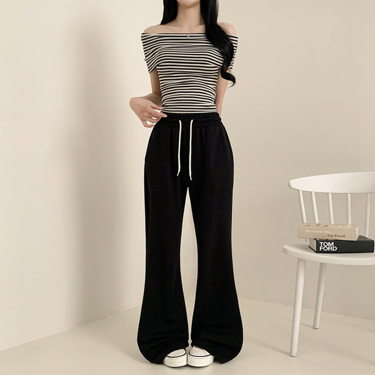 【丈別】ハイウエストブーツカットトレーニングパンツ(6color) BLACK