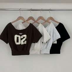 ナンバーオフクロップ半袖Tシャツ