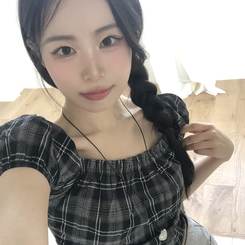 [스모크밴딩!편하게!]블리 날씬핏 스모크 체크 퍼프 반팔 크롭 블라우스 4color 블랙체크