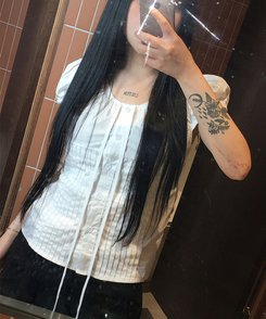 ブラウス リボンストラップパフ半袖ブラウス IVORY