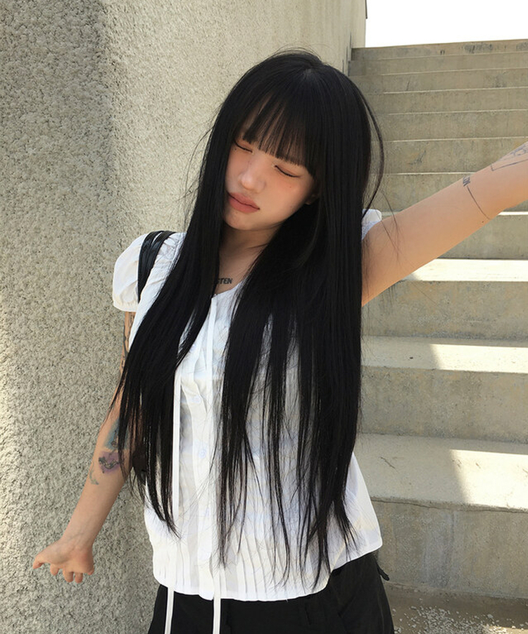 リボンストラップパフ半袖ブラウス IVORY