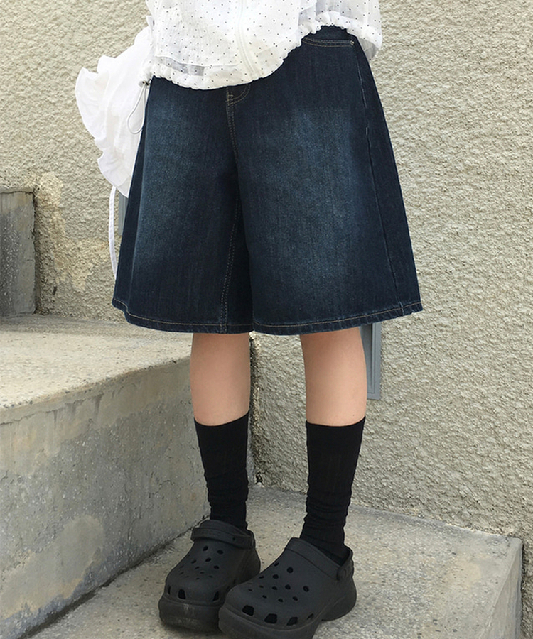 バミューダウォッシングデニムパンツ DEEP BLUE