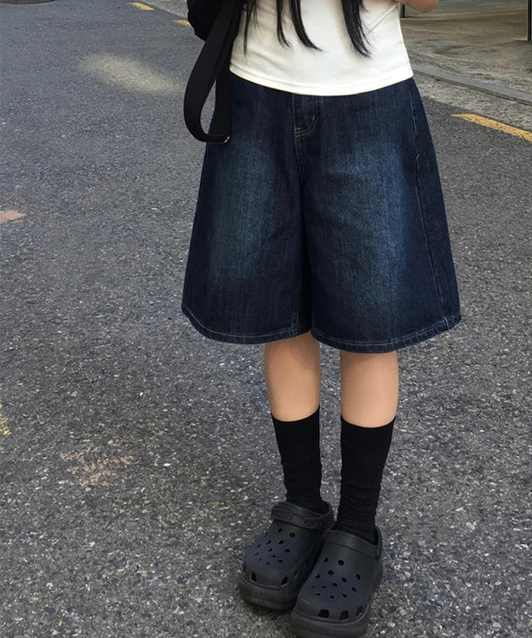 バミューダウォッシングデニムパンツ DEEP BLUE