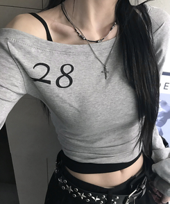 長袖Tシャツ オフクロップTシャツ MELANGE GRAY