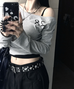 長袖Tシャツ オフクロップTシャツ MELANGE GRAY