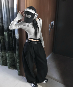 長袖Tシャツ オフクロップTシャツ MELANGE GRAY
