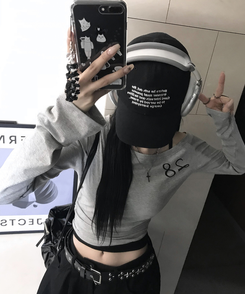 長袖Tシャツ オフクロップTシャツ MELANGE GRAY
