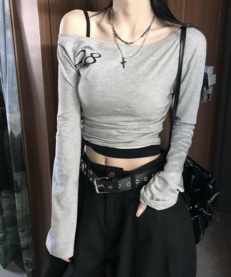 オフクロップTシャツ MELANGE GRAY