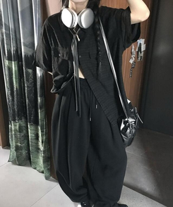 シャツ チェック半袖シャツ BLACK