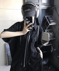 シャツ チェック半袖シャツ BLACK