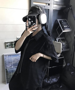 シャツ チェック半袖シャツ BLACK