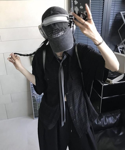 シャツ チェック半袖シャツ BLACK