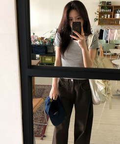 半袖Tシャツ ラウンドスリムコットン半袖Tシャツ(9color) GRAY