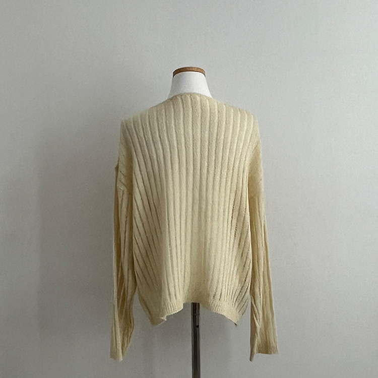 아일렛 리본 시스루 루즈핏 부클 니트