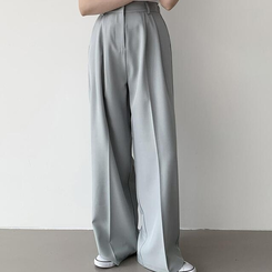 スラックス 【丈別】ピンタックワイドスラックス(5color) SKY BLUE