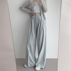 スラックス 【丈別】ピンタックワイドスラックス(5color) SKY BLUE
