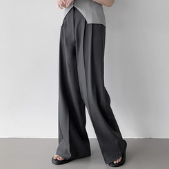 スラックス 【丈別】ピンタックワイドスラックス(5color) GREY