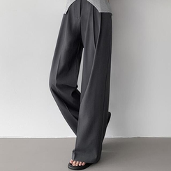 スラックス 【丈別】ピンタックワイドスラックス(5color) GREY