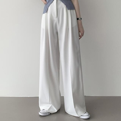 スラックス 【丈別】ピンタックワイドスラックス(5color) IVORY